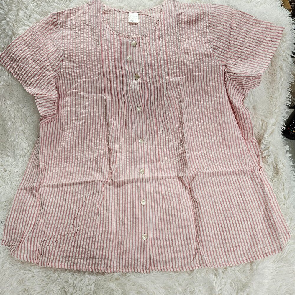 BLAIR 100% COTTON LIGHT PINK STRIPED SHIRT - SIZE 3X